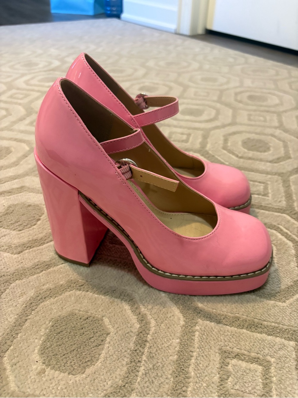 Pink Steve Madden Mary Jane Platform Heels - Women's Stylish Block Heel